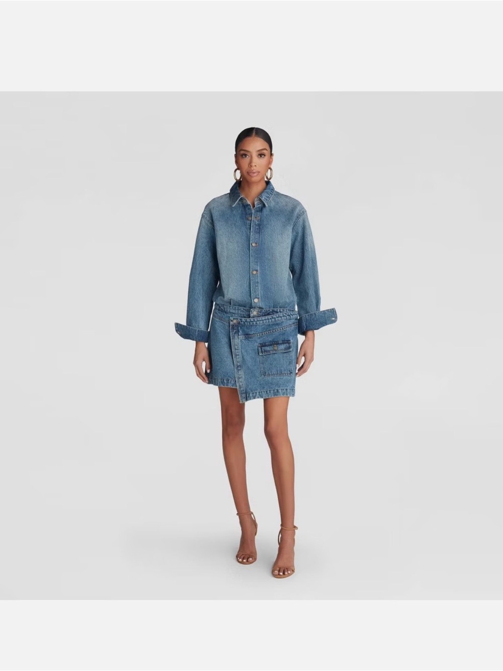 KBB by Kahlana Women's Long Sleeve 'The Asymm Denim Dress' Cotton M